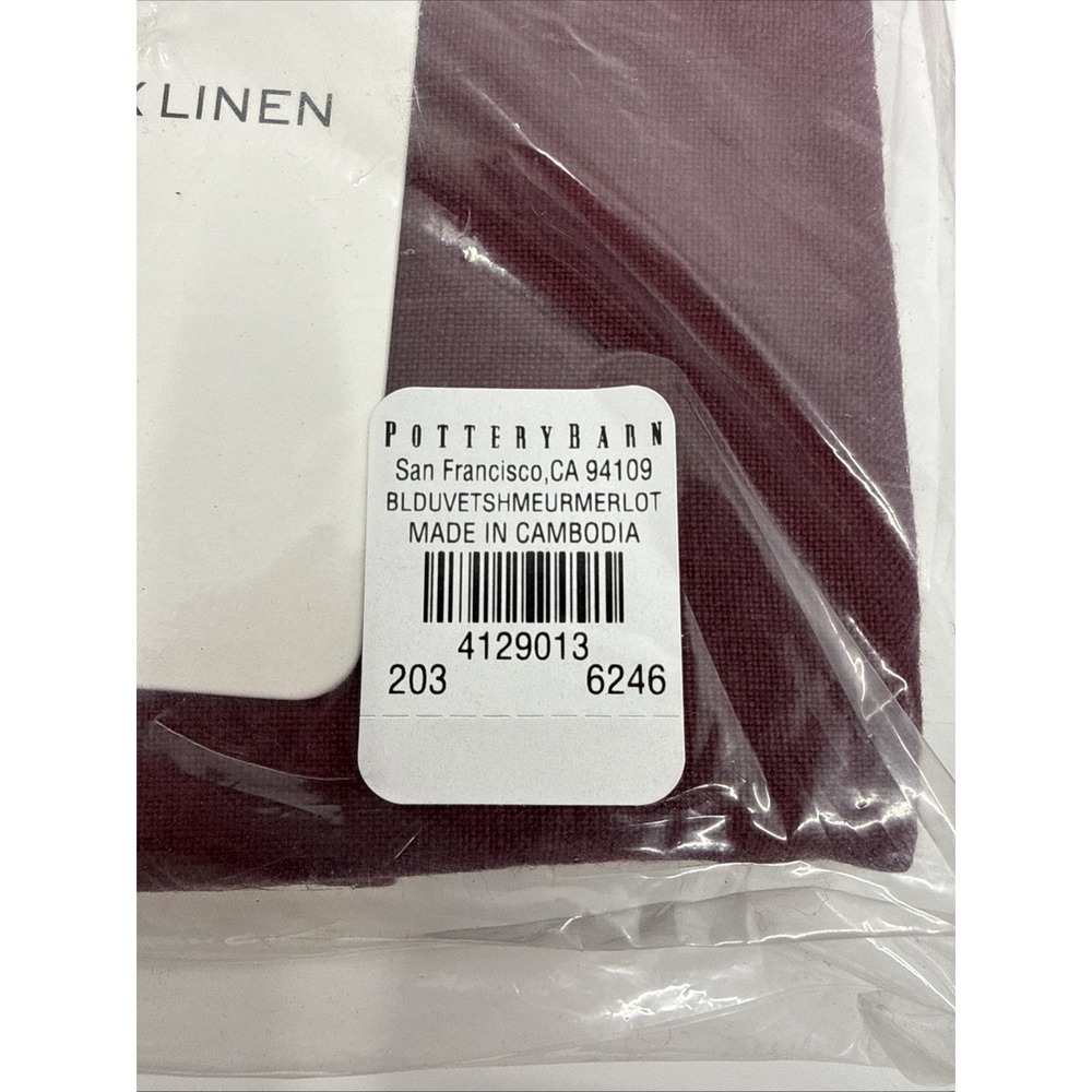 Pottery Barn Merlot Euro Belgian Flax Linen Shams Set Of 2 Luxury 26"x26"\ New - Picture 6 of 6